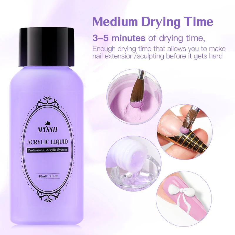 Juego de herramientas líquidas de cristal, monomero líquido acrílico de 40ml con pinceles para tallar uñas, vaso de vidrio para extensión de uñas acrílicas, 3/5 Uds.