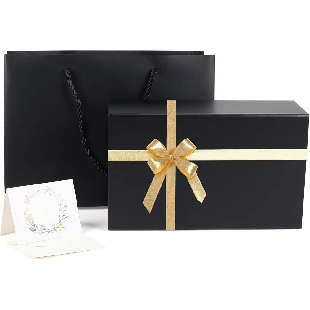 

Gift Boxes with Lids for Presents, 9.8x5.9x3.4'' Black Boxes for Gifts, Groomsman Proposal Box for Wedding, Christmas