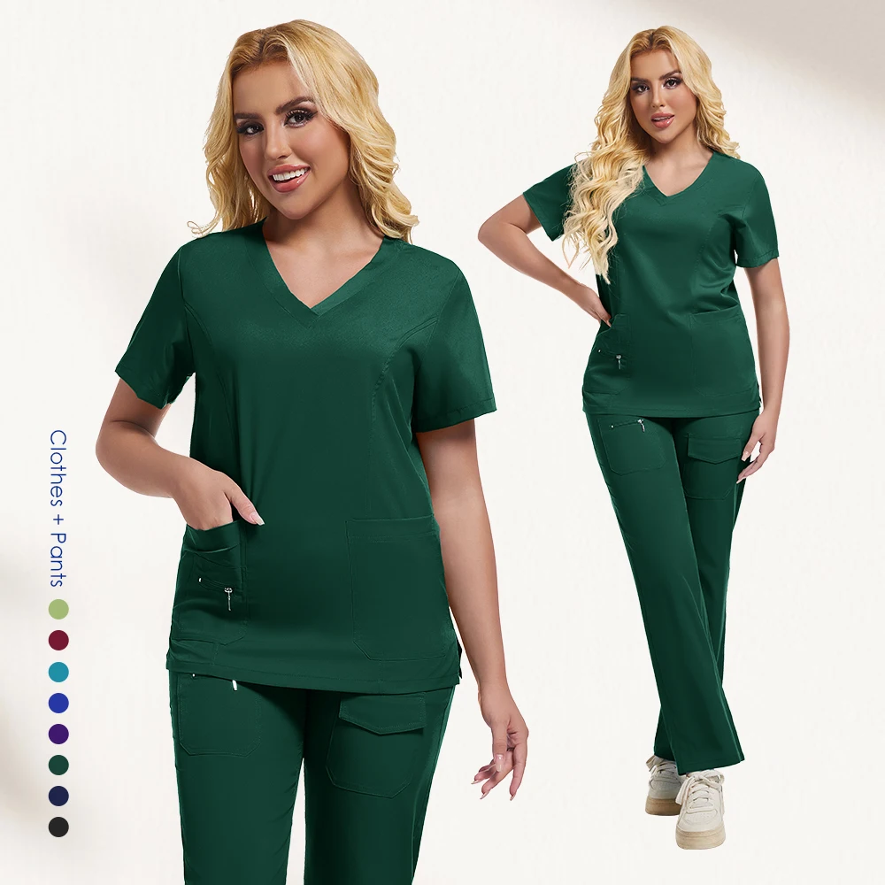 새로운 무광택 질감 탄성 통기성 운동복 병원 의료 미용 병원 의료 수술 치과 진료소 간호사 유니폼