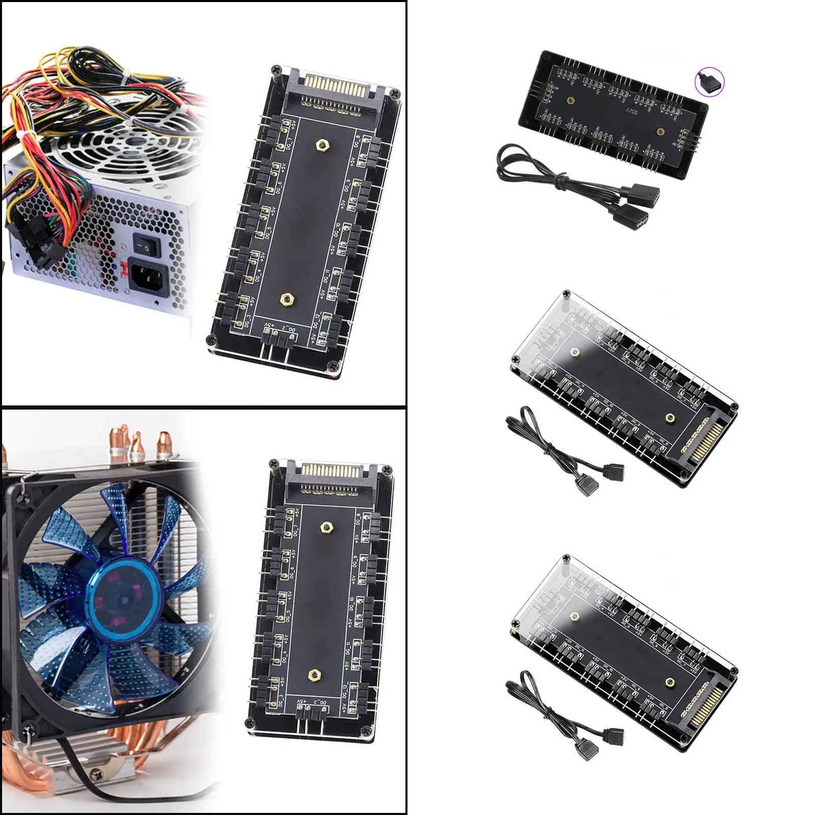 Hub with Cable Easy to Install PC RGB Fan Cooler 10 Hub Splitter LED Strip Light HUB Power Extension Cable Adapter RGB Fan Hub