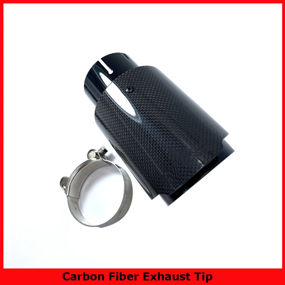 Car Carbon Fibre Glossy Exhaust System Muffler Pipe Tip Straight Universal Blue Stainless Mufflers Decorations For Akrapovic