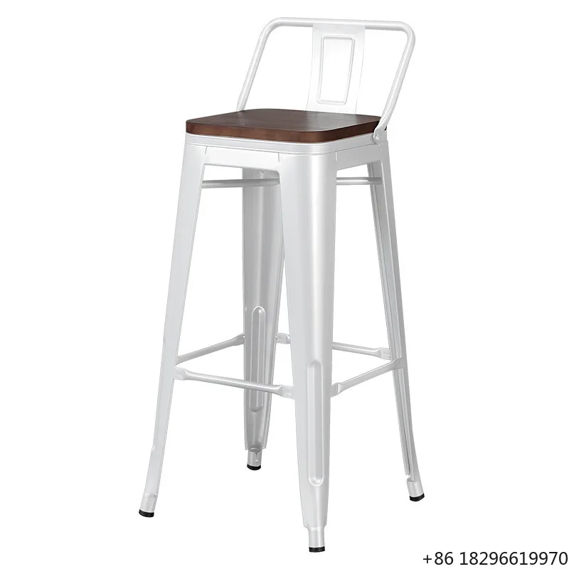 

Bestselling Stackable Bar Stools Colorful Rustic Metal Chair With Backrest For Cafe Restaurant Bar