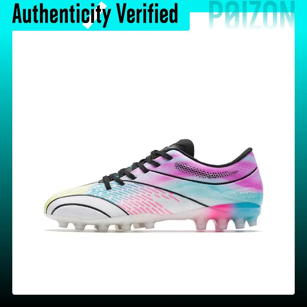 Anta MG Multi Ground Natural Grass Abrasion Resistant Soccer Shoes Men's White Purple 912332222-2