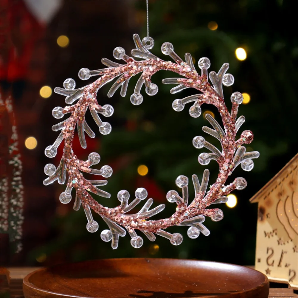 كريستال واضح ندفة الثلج شجرة عيد الميلاد المعلقات الاكريليك الأيائل إكليل زينة لقضاء عطلة حفلة شفافة معلقة حلية #6