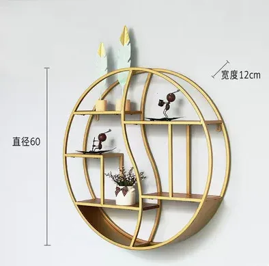 

Nordic style simple creative dining living room wall shelf wall decoration shelf decorated with wrought iron gold wall hanging