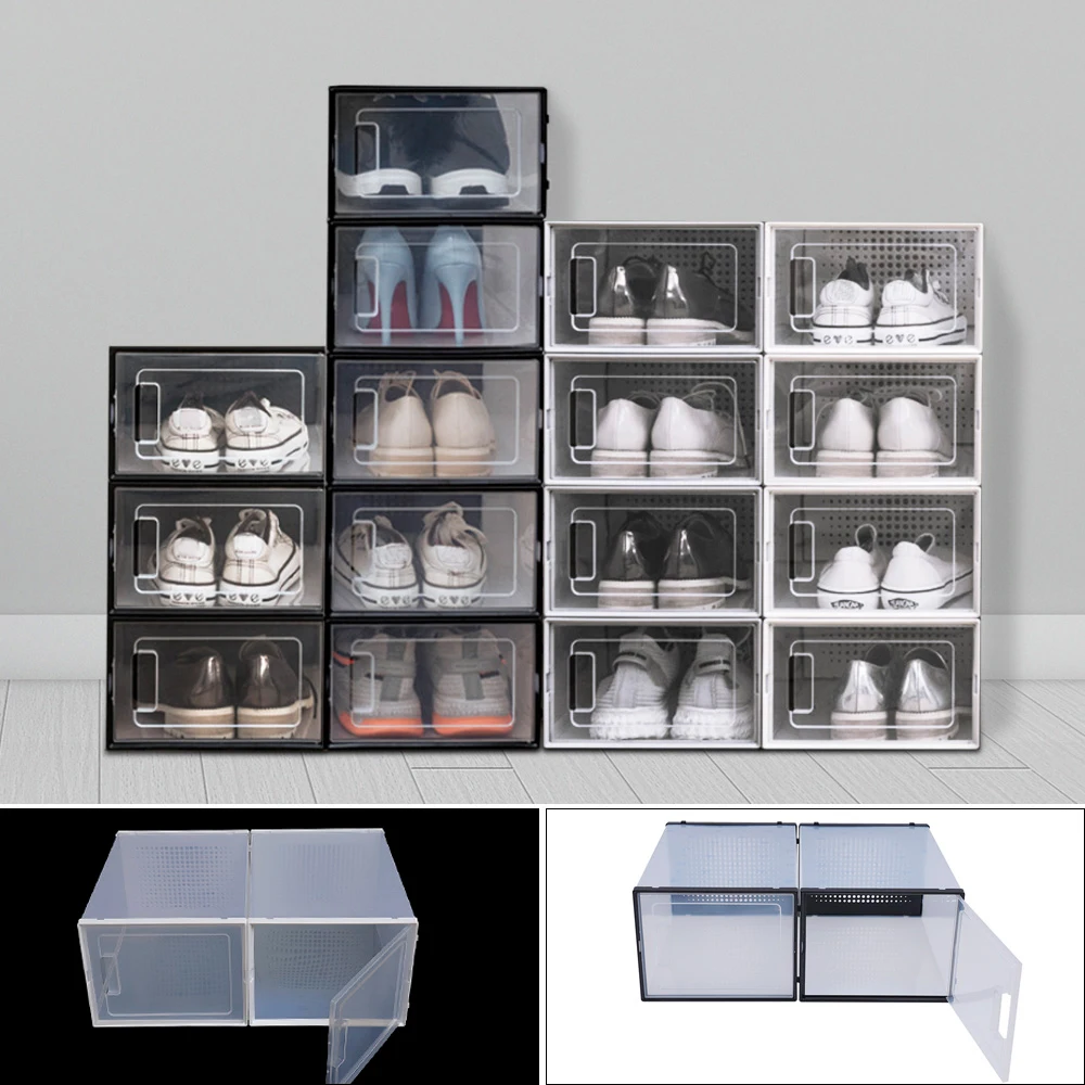 8Pcs Star Decorated Transparent Shoe Box Shoe Box Storage Drawer Stackable