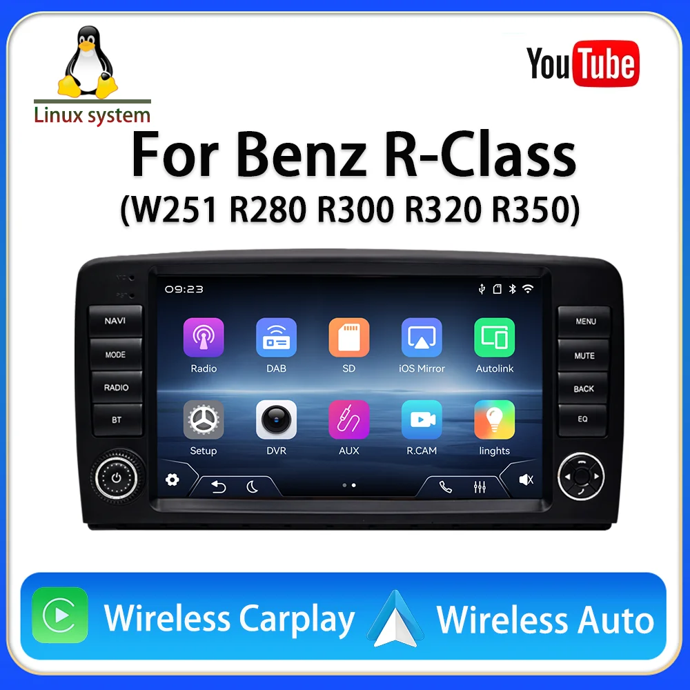 For Mercedes Benz R-Class(W251 R280 R300 R320 R350)2026 New Linux System Bluetooth Musci Video Multimedia Players Cameras