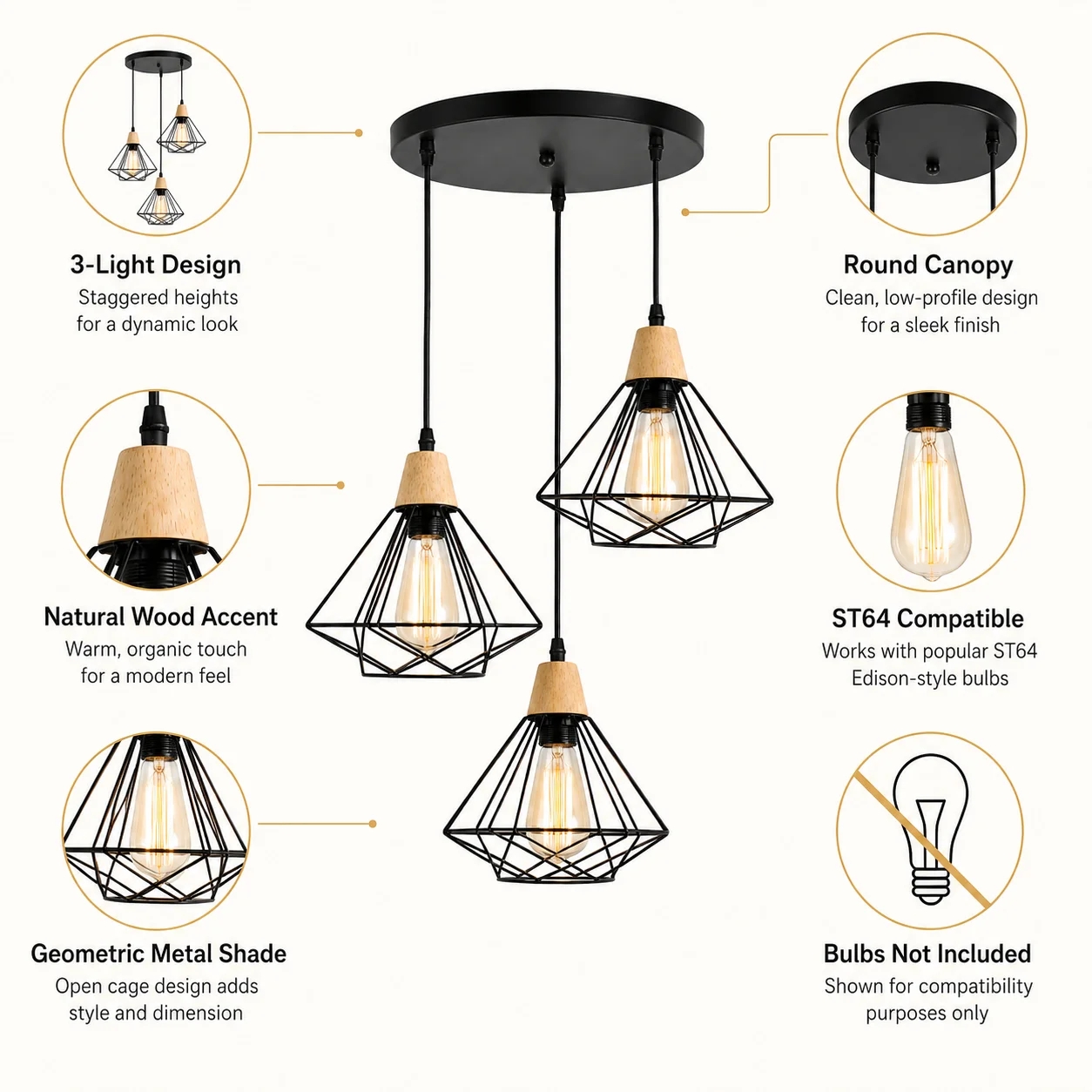 JOYINLED Style Dining Room Chandelier Three-Head Simple Metal Lampshade Pendant E27 Shop Bar Dining Room Dining Room Table Lamp
