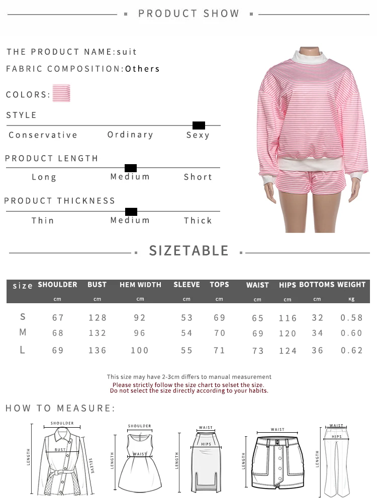 Weird Puss Stripe Patchwork 2-teiliges Set für Damen, T-Shirt mit Rundhalsausschnitt und langen Ärmeln + Mini-Shorts, lässiger, schlichter und bequemer Alltagslook – Detail 1