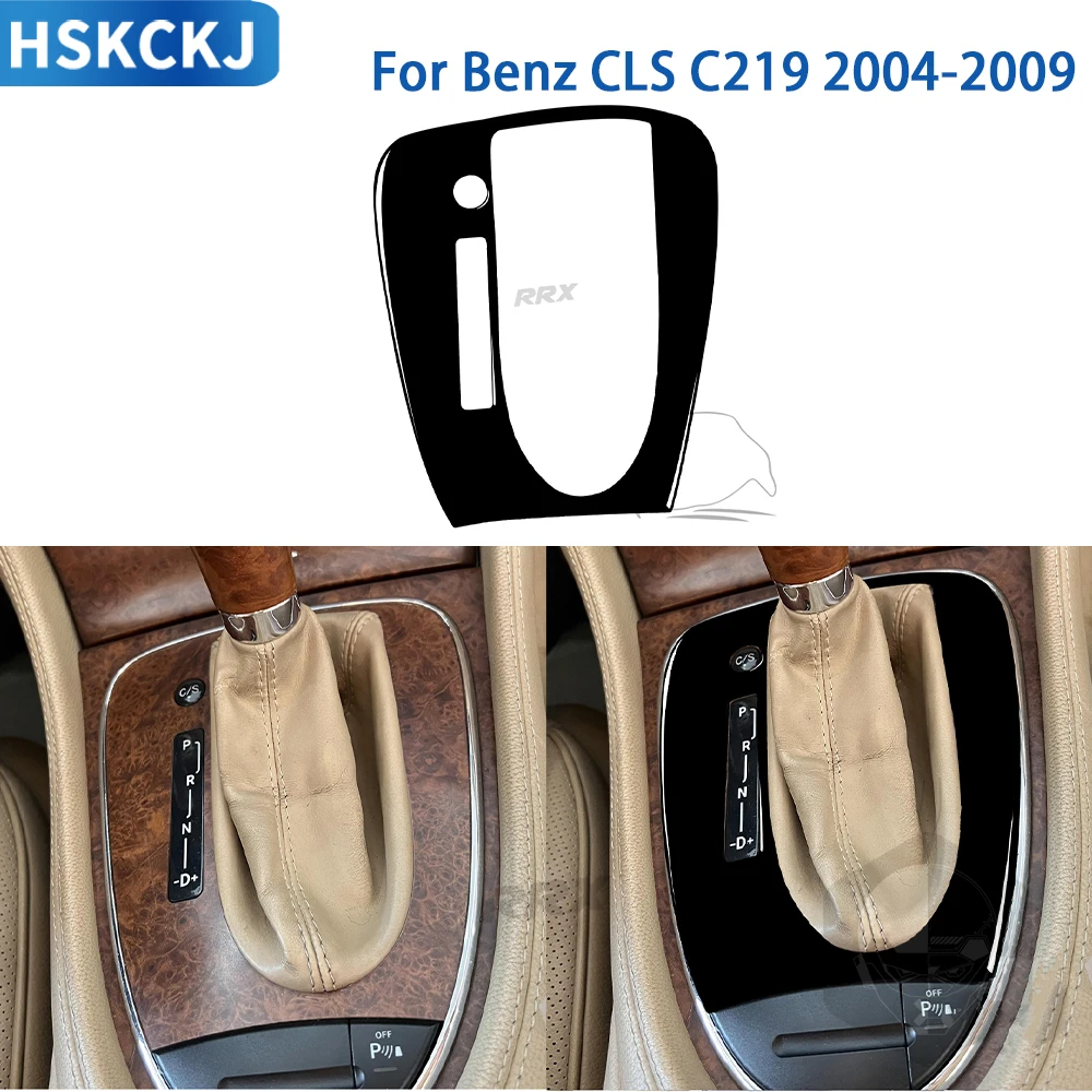 

For Mercedes Benz CLS C219 2004-2009 Car Accessories Black Plastic Interior Gear Shift Panel Cover Trim Sticker Modification