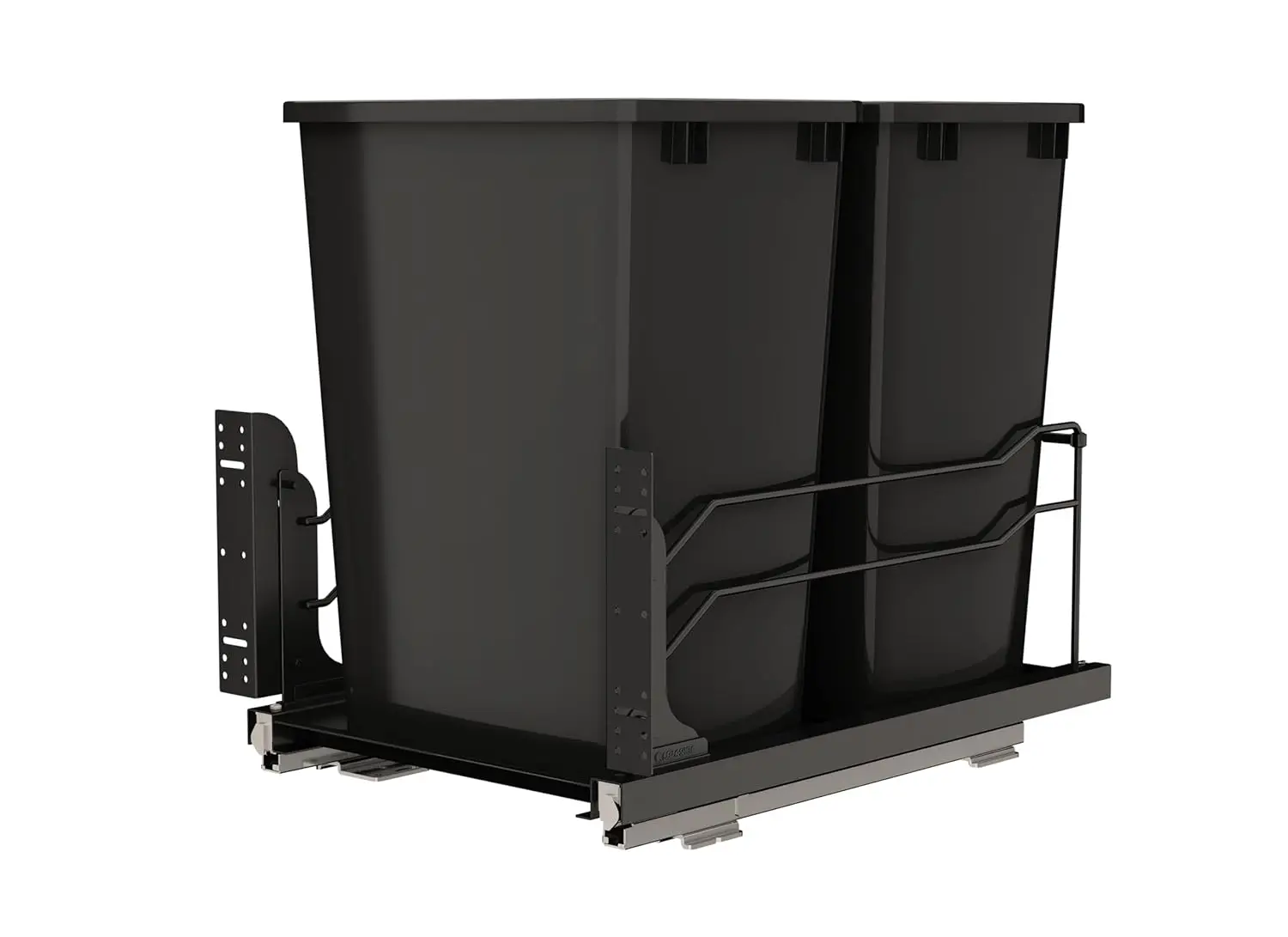 

Steel Double Pullout Waste Container with Soft-Close, 35 Quart, Black - Sliding Garbage Bin System