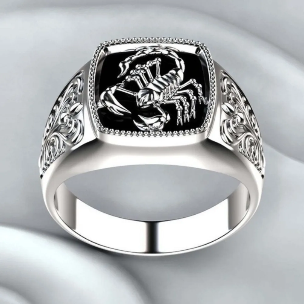 New Simple Retro Personalized Street Niche Scorpion Ring Men's Fashion Creative Trend Boys Jewelry Hip Hop Party RingAccessories