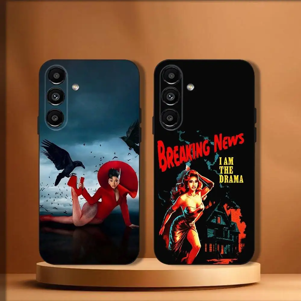 حافظة هاتف C-Cardi B Am I The D-Drama لهاتف سامسونج جالاكسي A20، A21s، A22، A31، A32، A52، A53، A72، 73، A80 غطاء أسود ناعم #1
