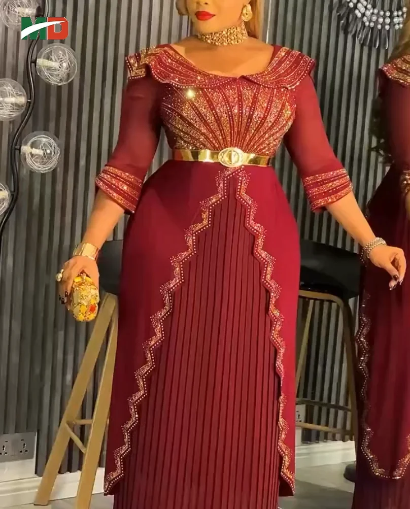 MD アフリカンドレス 女性用 トルコドレス プラスサイズ マキシドレス 結婚式 パーティードレス アフリカ服 高級 エレガントドレス 2025年新作