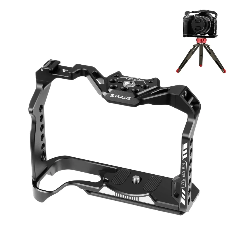 PULUZ Video Camera Cage for Canon EOS R10 Aluminum Alloy Stabilizer Rig Cage with 1/4 & 3/8 Screw Holes