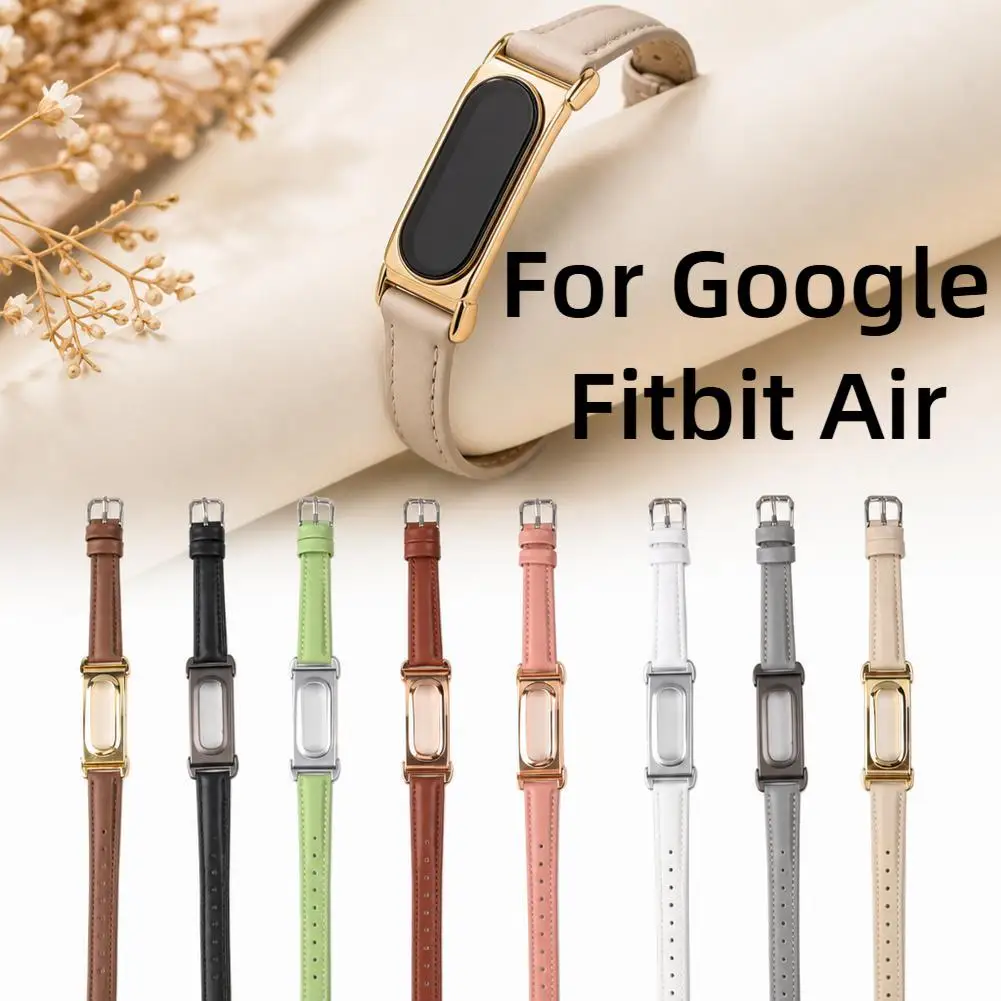 For Google Fitbit Air Band Leather Band With Metal Protective Frame Multi Color Adjustable Watch Strap For Google Fitbit Air
