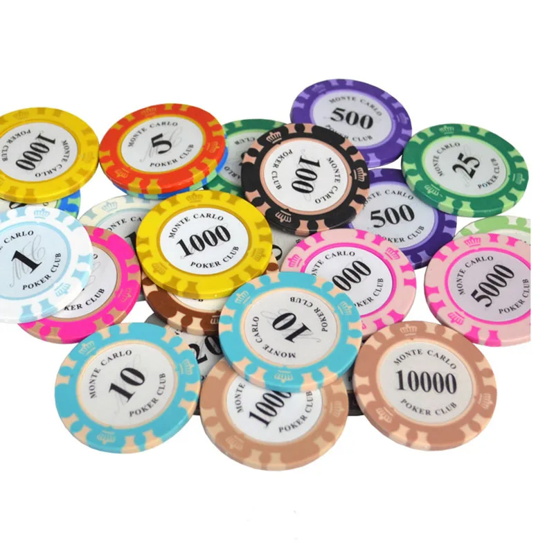 14 Pcs Casino Poker Clay Composite Chips Playing Cards Gambling Board Games Playing for Party KTV Clubs