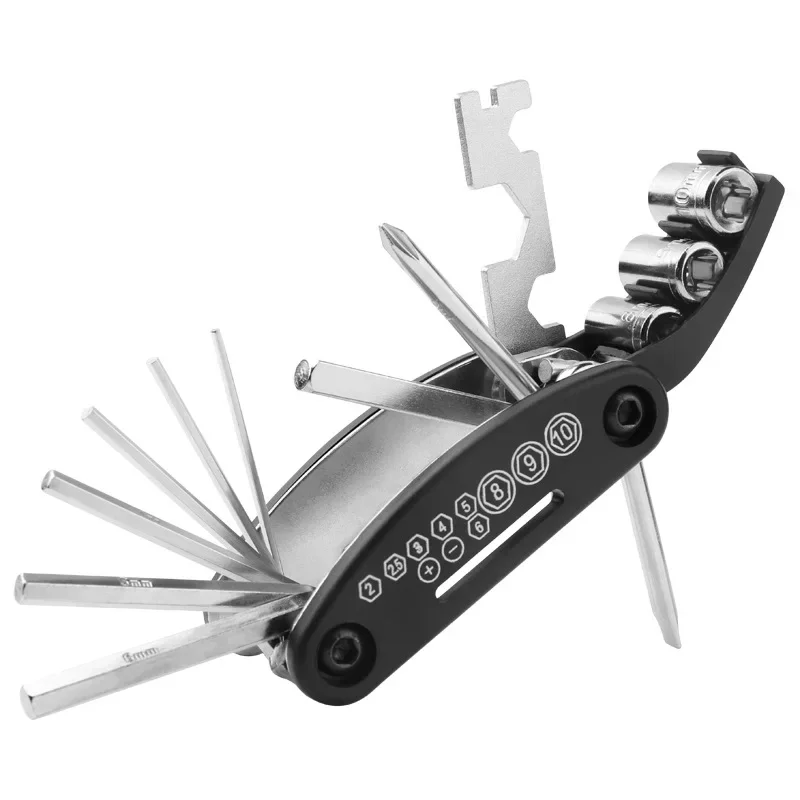 

Hirundo16-In-1 Chrome Plating Edc Multitool Multi-Functional Bicycle Repair Wrench Set Mini Stainless Steel Folding Tool Set