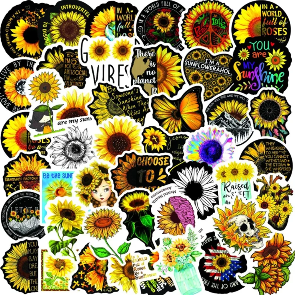 10/30/50 Uds nuevo girasol Graffiti pegatina impermeable tendencia creativa calcomanía decorativa taza de agua guitarra al por mayor