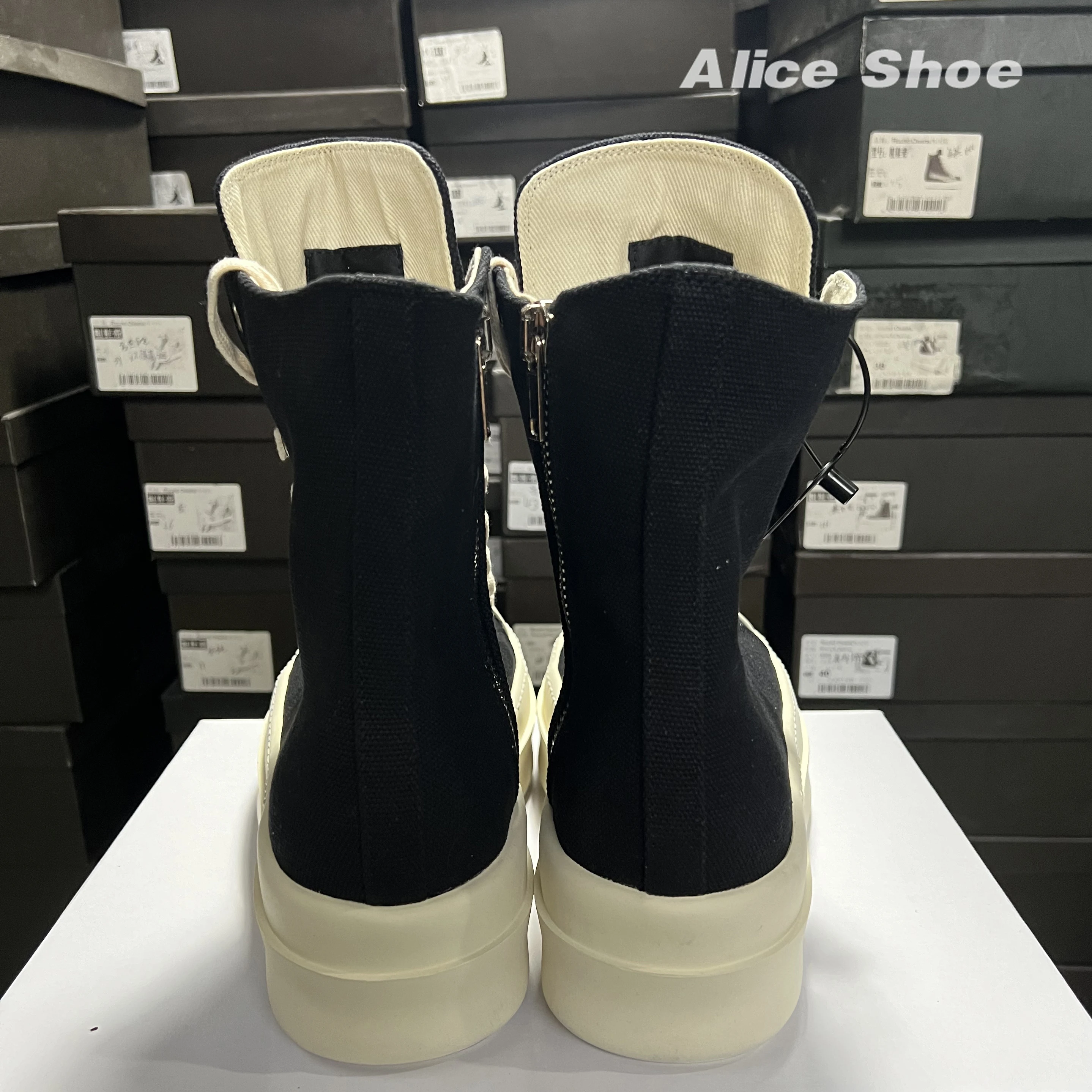 Designer Women Ankle Boot 6cm Platform Original Casual Luxury Girl Dress Canvas Italy Black Shoe Punk Zipper Flat Street Shoe