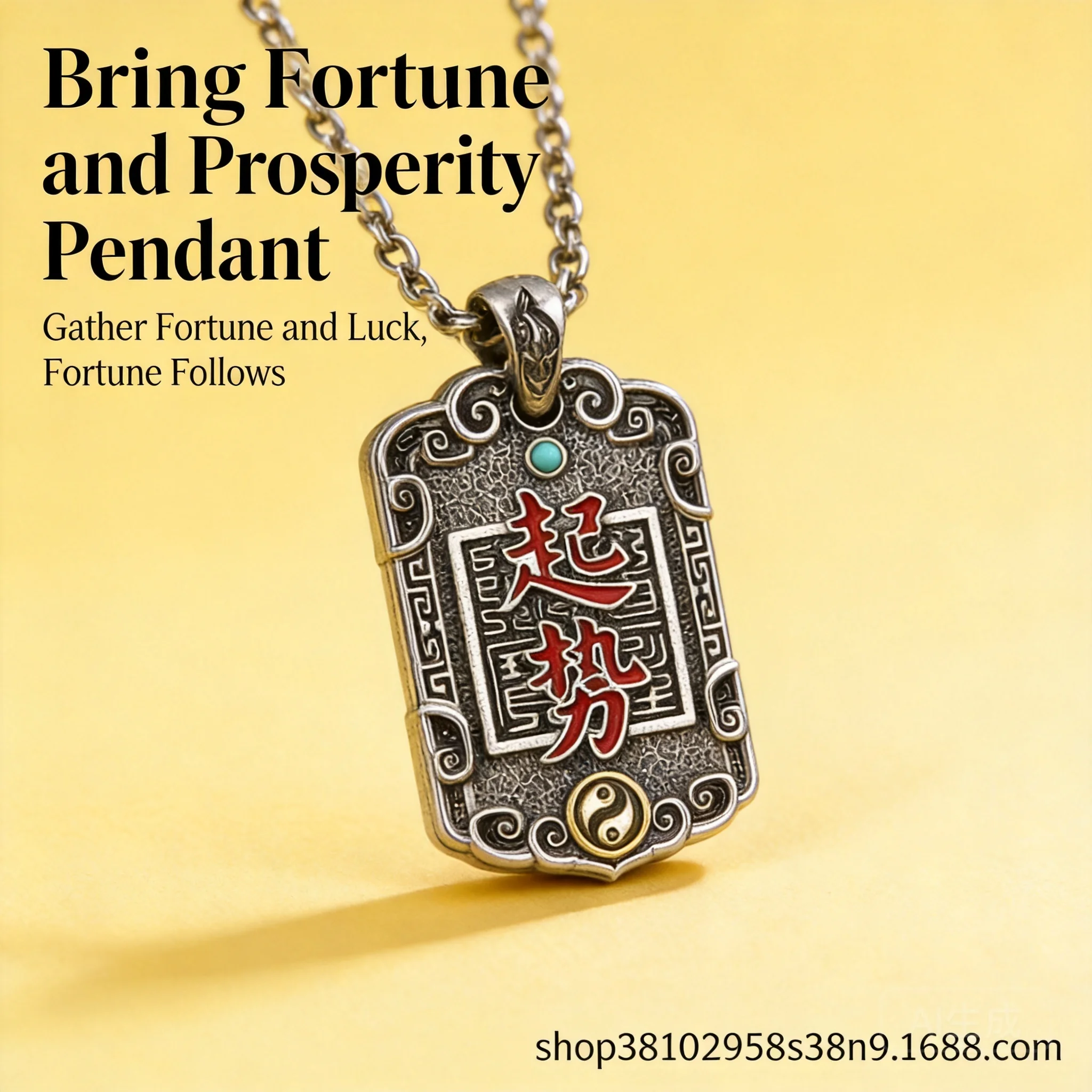 Vintage Chinese Style Copper Pendant Tai Chi Lucky Fortune Blessing Wealth Attracting Amulet Unisex Necklace For Men Women Gift