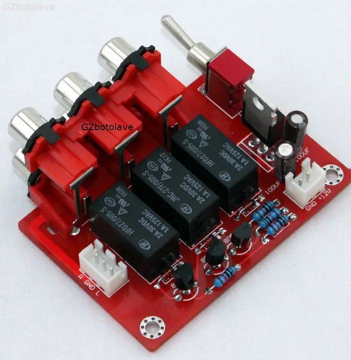 Amplifier Audio Switch board RCA to RH2.54 Audio Input signal Selector Relay Board