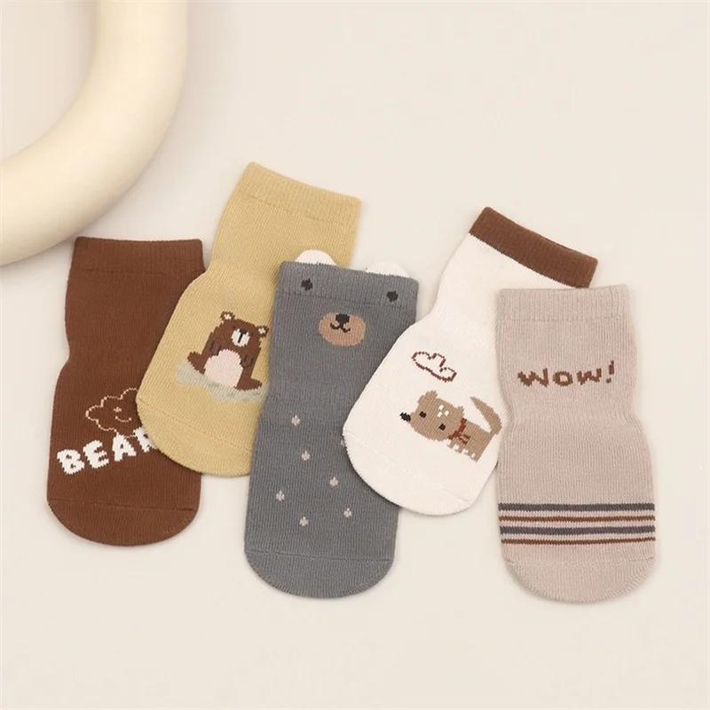 0-5Years Children\'s Non-Slip Cotton Boys Girls Socks Soft Breathable Cartoon Rubber Floor Socks Newborn Toddler Baby Sock Autumn