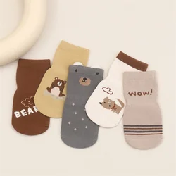 0-5Years Children's Non-Slip Cotton Boys Girls Socks Soft Breathable Cartoon Rubber Floor Socks Newborn Toddler Baby Sock Autumn