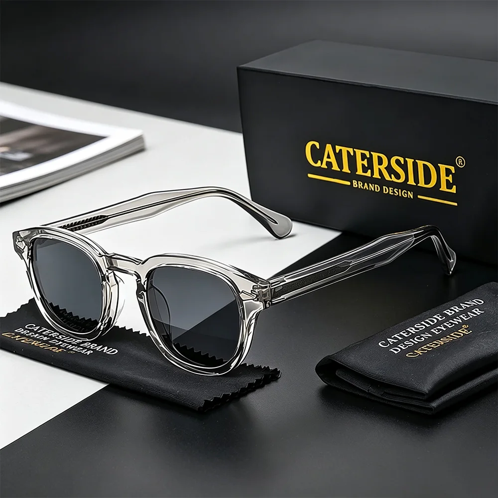 CATERSIDE Retro Round Men Sunglasses Punk Propionic Acid Pin Temple Luxury Sun Glasses Women Sports Leisure Party Eyewear UV400