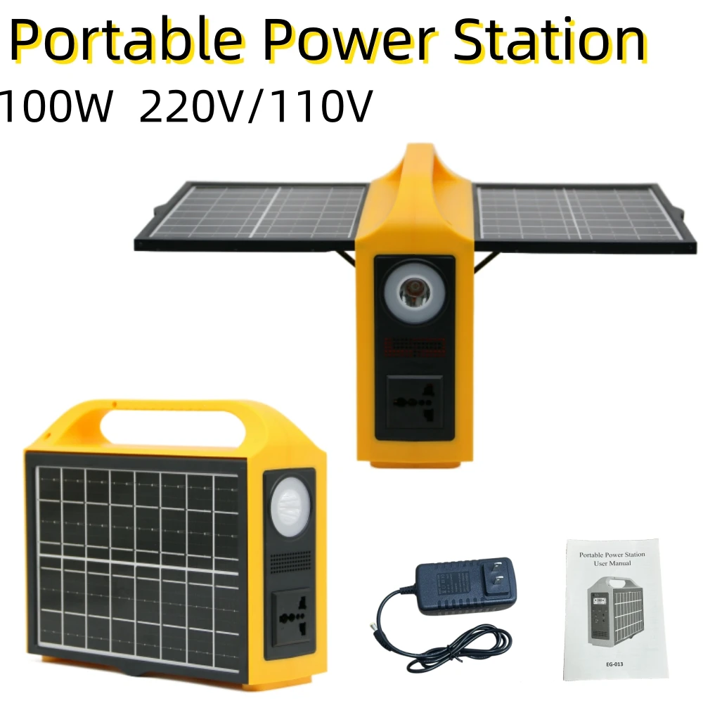 Portable Power Station 100W 220V/110V Power Supply Solar Generator Outdoor Backup
