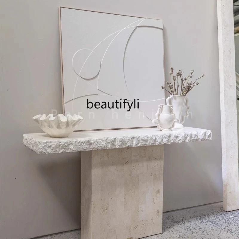 

A36 A36 Nordic natural travertine entrance table designer smashing effect household corridor entrance table
