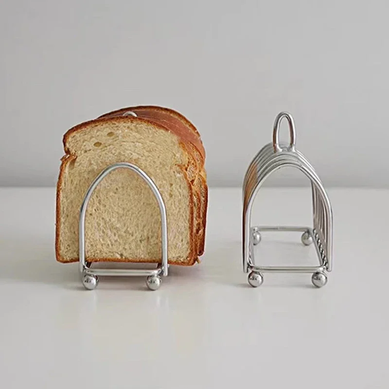 Stainless Steel Toast Bread Rack Grille Grill Home Kitchen Bread Holder 6Slices Food Display Tool Restaurant Kitchen Accessories 6