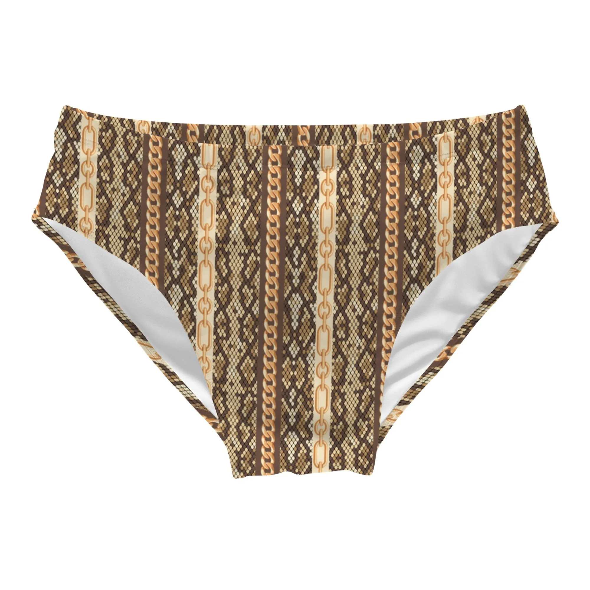Gold Chain Snakeskin Men's Swimming Trunks Retro Fashion Beach Surf Shorts Swimsuit Sexy Men's Briefs Swimwear Pool Party Bikini