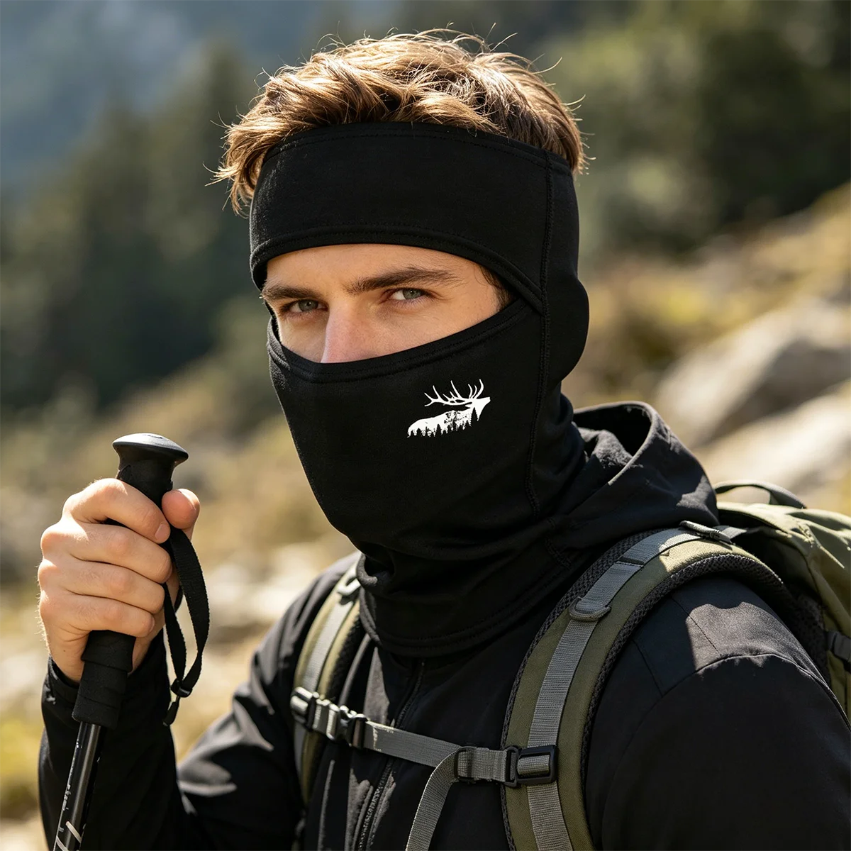 Breathable Mask-Balaclava Hat, Hollow Mask,Hood, Pattern Print Design, Cycling Helmet Cover With High Elasticity, Windproof