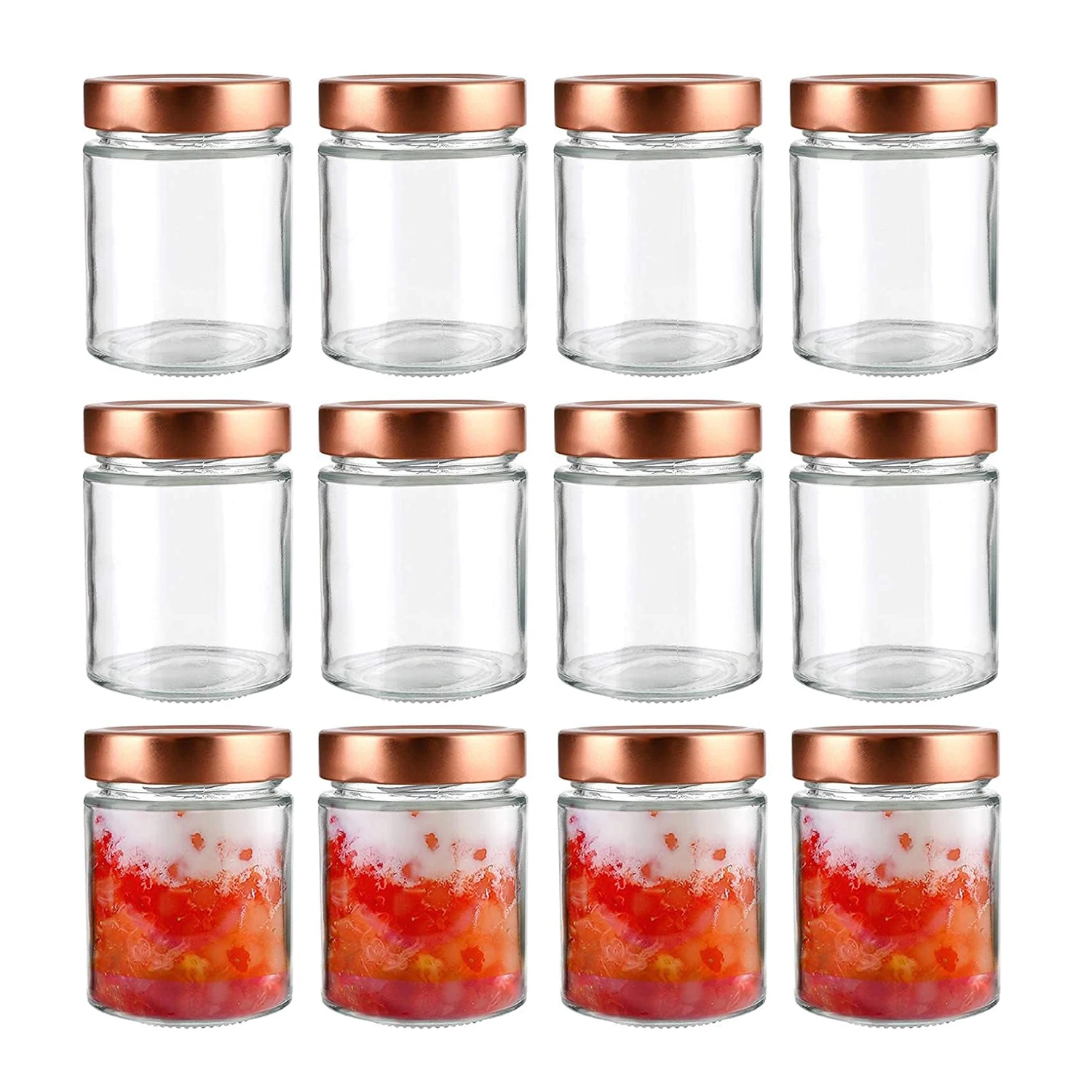 

180ML Glass Jars, Clear Round Candle Jars with Gold Lids, Empty Food Storage Containers, Canning Jar For Yogurt, Spice, Powder,