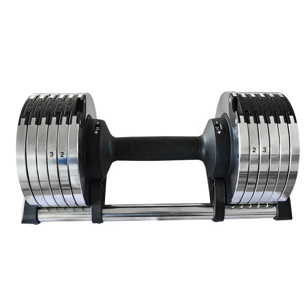 Factory Supplied Adjustable Dumbbell In Stock 24kg Cast Iron Black Adjustable Dumbbell Set