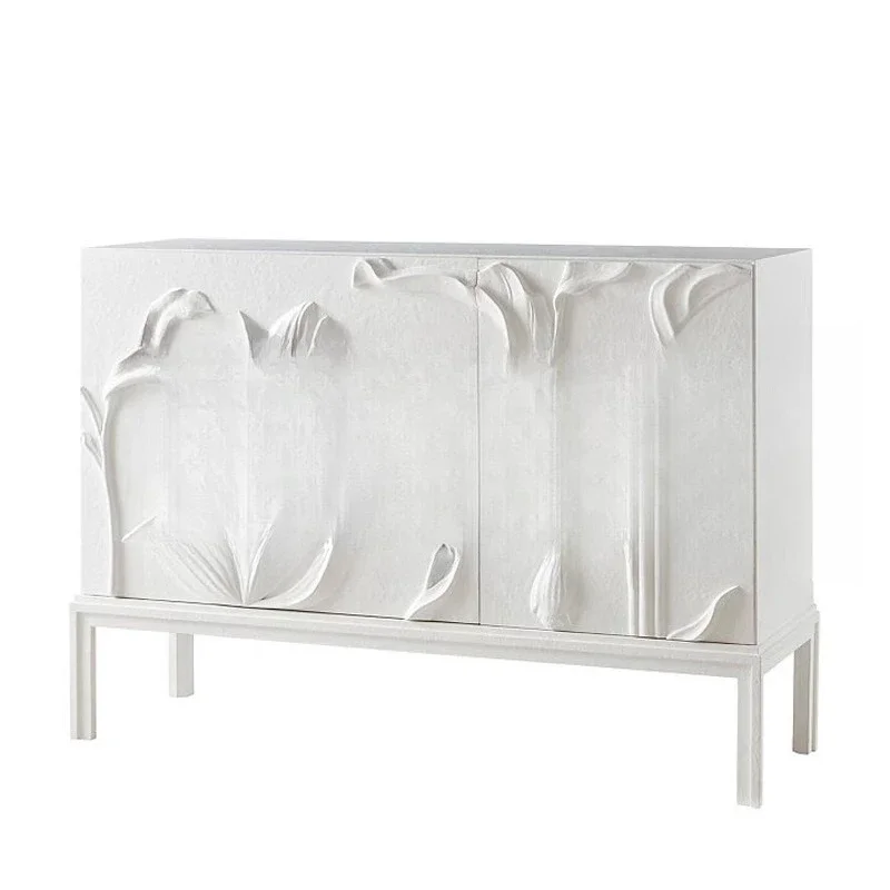 American rural solid wood carving flower entrance cabinet