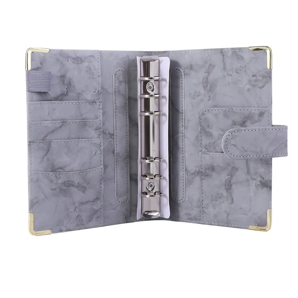 Pianificatore di budget in pelle PU per il budget Notebook A6 Raccoglitore a 6 anelli Raccoglitore per notebook Raccoglitore per budget in marmo Quaderno in marmo
