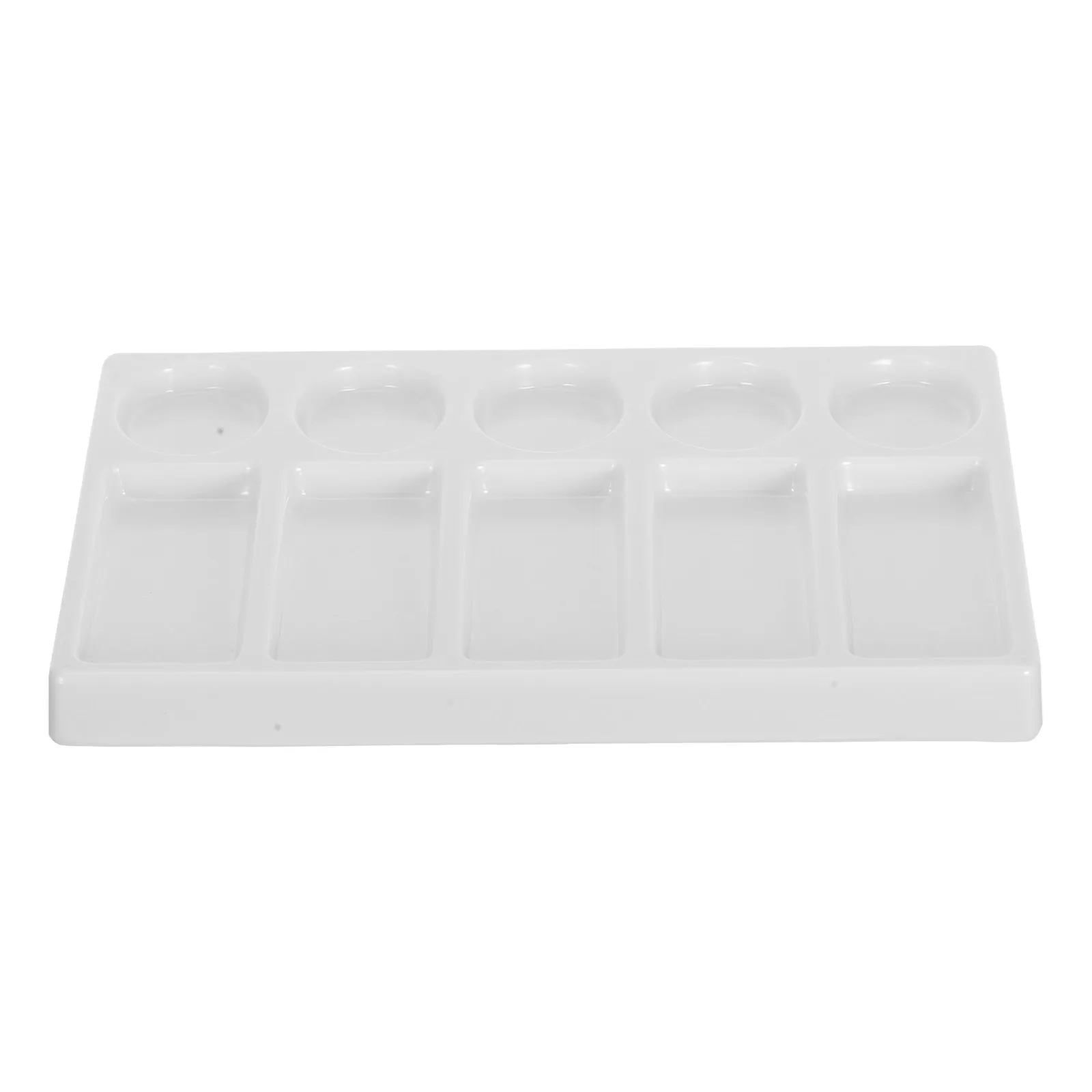 10-Well Rectangular Artist Palette Thickened Pure Color Watercolor Gouache Mixing Tray Smooth Cleanable Surface Cultural