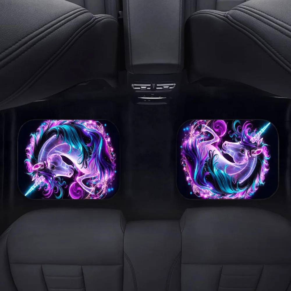 Set Of 4 Fantasy Unicorn Car Floor Mats, Designed For Universal Fit, Suitable For All Seasons, Made From Durable Polyester Fiber