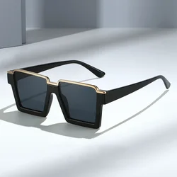 Black Vintage Women's Rectangle Sunglasses New Trends Brand Square Big Frame Sun Glasses Female Oculos Lunette De Soleil