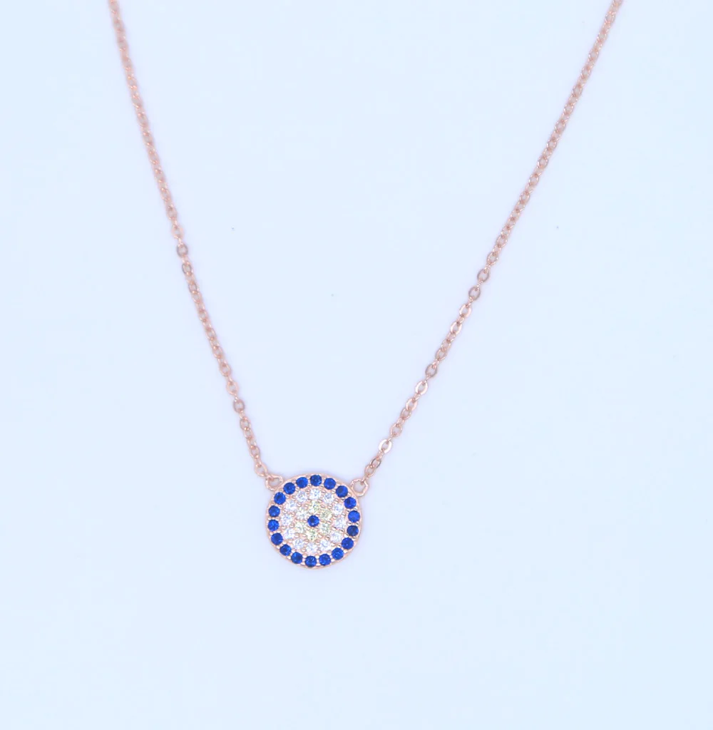 promotion New 925 sterling silver blue gold clear cz evil eye disco choker necklace