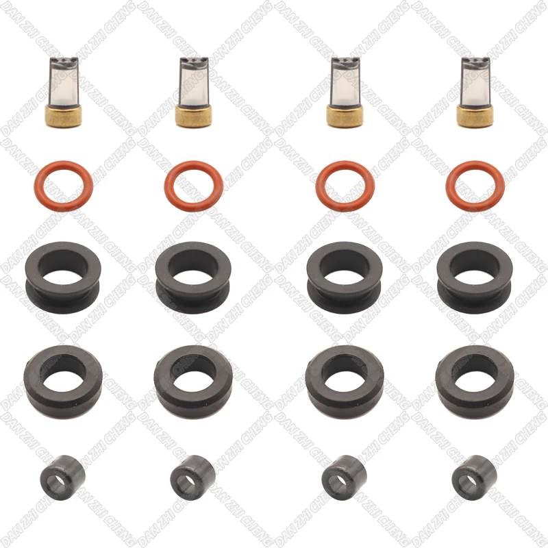 

4 SET Fuel Injector Service Repair Kit Filters Orings Seals Grommets for Subaru WRX / STI 16611-AA720 2.5L 842-12341