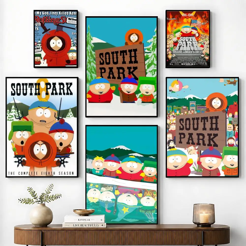 S-South Cartoon Park Poster Perfect Sticker Self Adhesive for Office Home Theater Wall Art Decor Fancy Gift