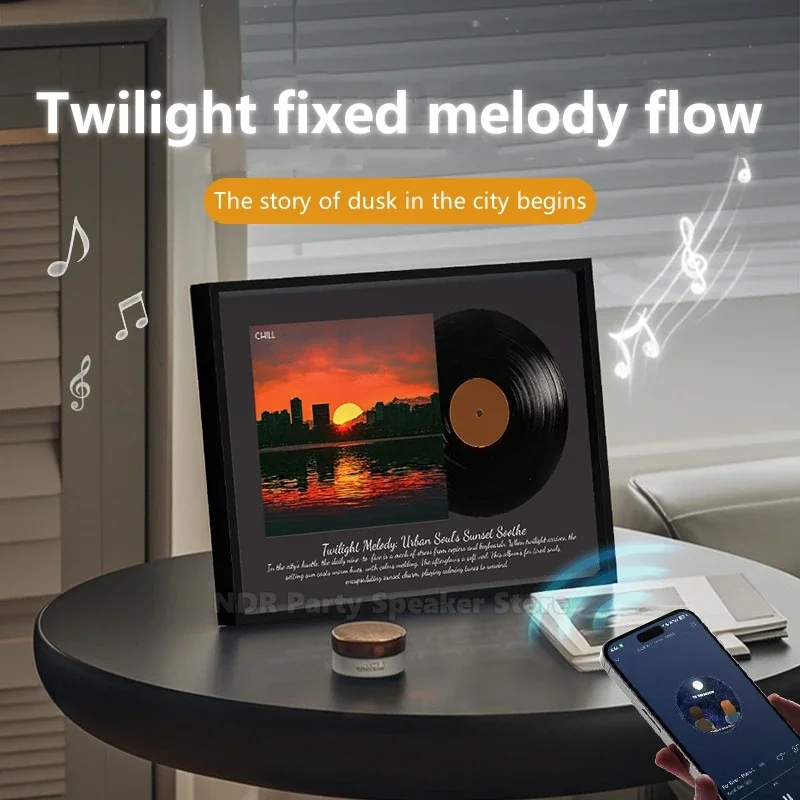 빈티지 블루투스 스피커 빛나는 장식 그림 데스크탑 작은 사운드 박스 비닐 레코드 홈 고품질 생일 선물