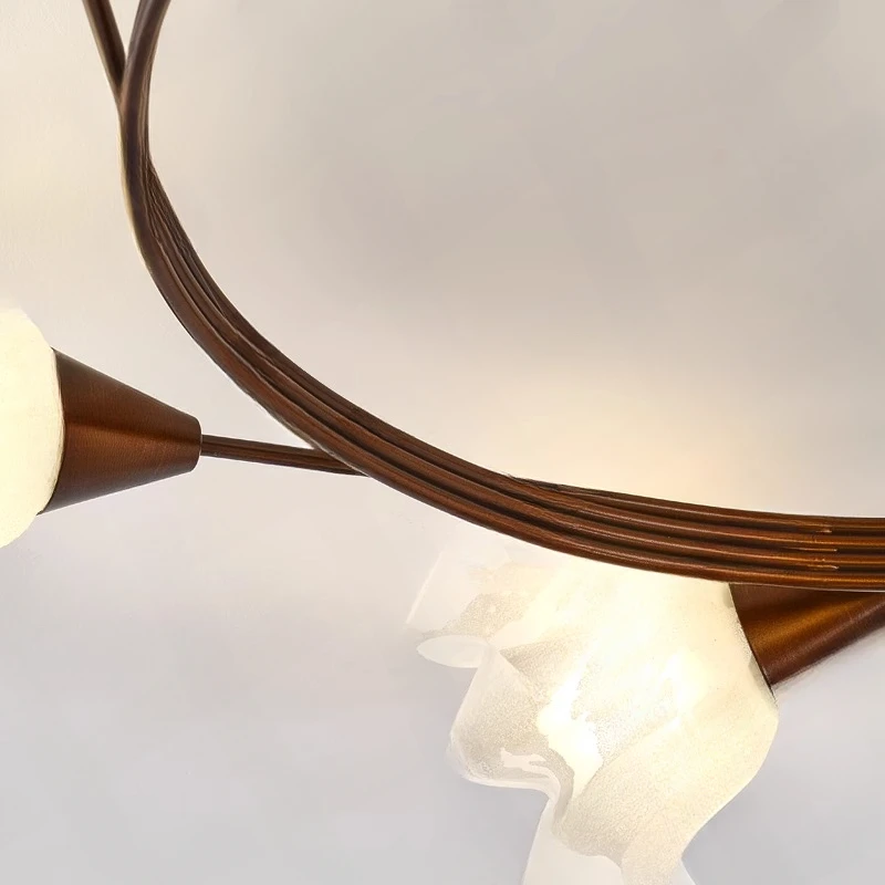 Nordic Apartment Room Decoration Led Ceiling Light French Green Retro Pastoral Style Indoor Glass Lantern Viridiplantae Lamp