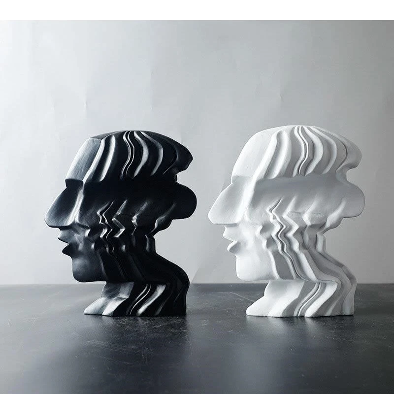 Heavy Shadows Human Face Statue Black/white Crafts Abstract Character Sculpture Desk Decoration Ornaments