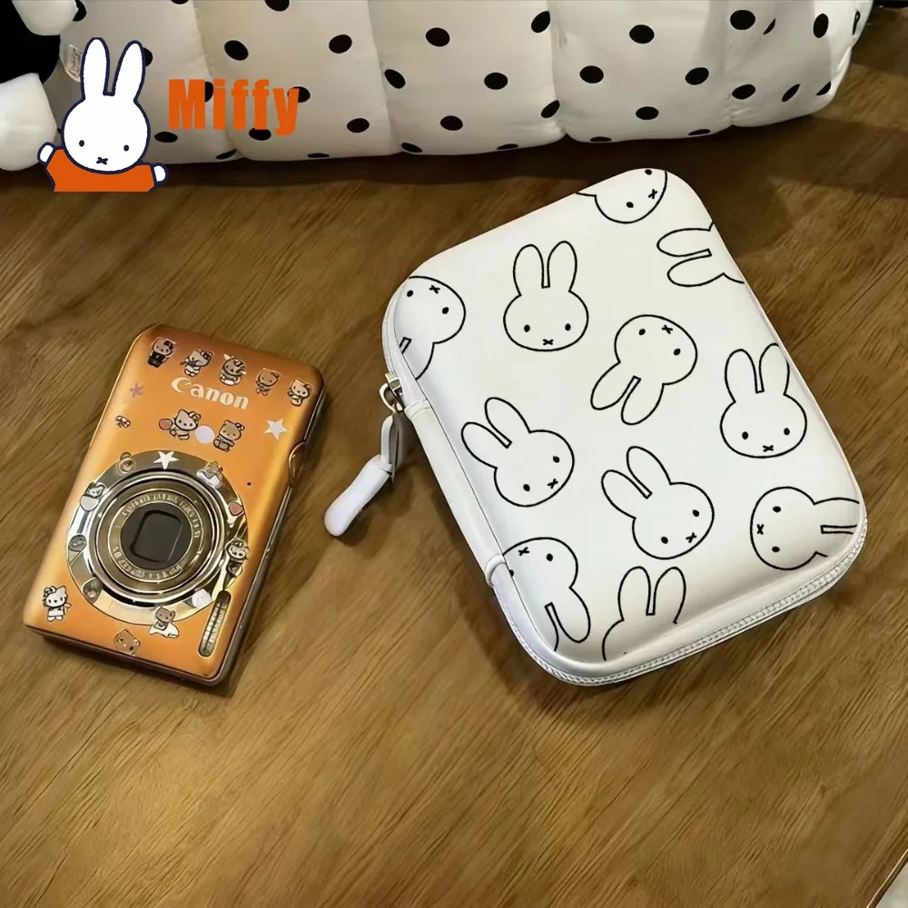 Kawaii Miffy Hard Shell Camera Case Cute Rabbit Cartoon Print Soft Protective Pouch Digital Camera Travel Storage Bag Girl Gift