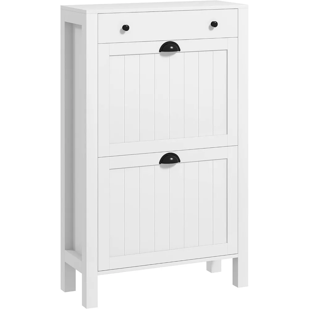 

Quality productShoe Cabinet, Freestanding Shoe Storage Cabinet Organizer with 2 Flip Drawers, Adjustable Shelves, and Top Drawer