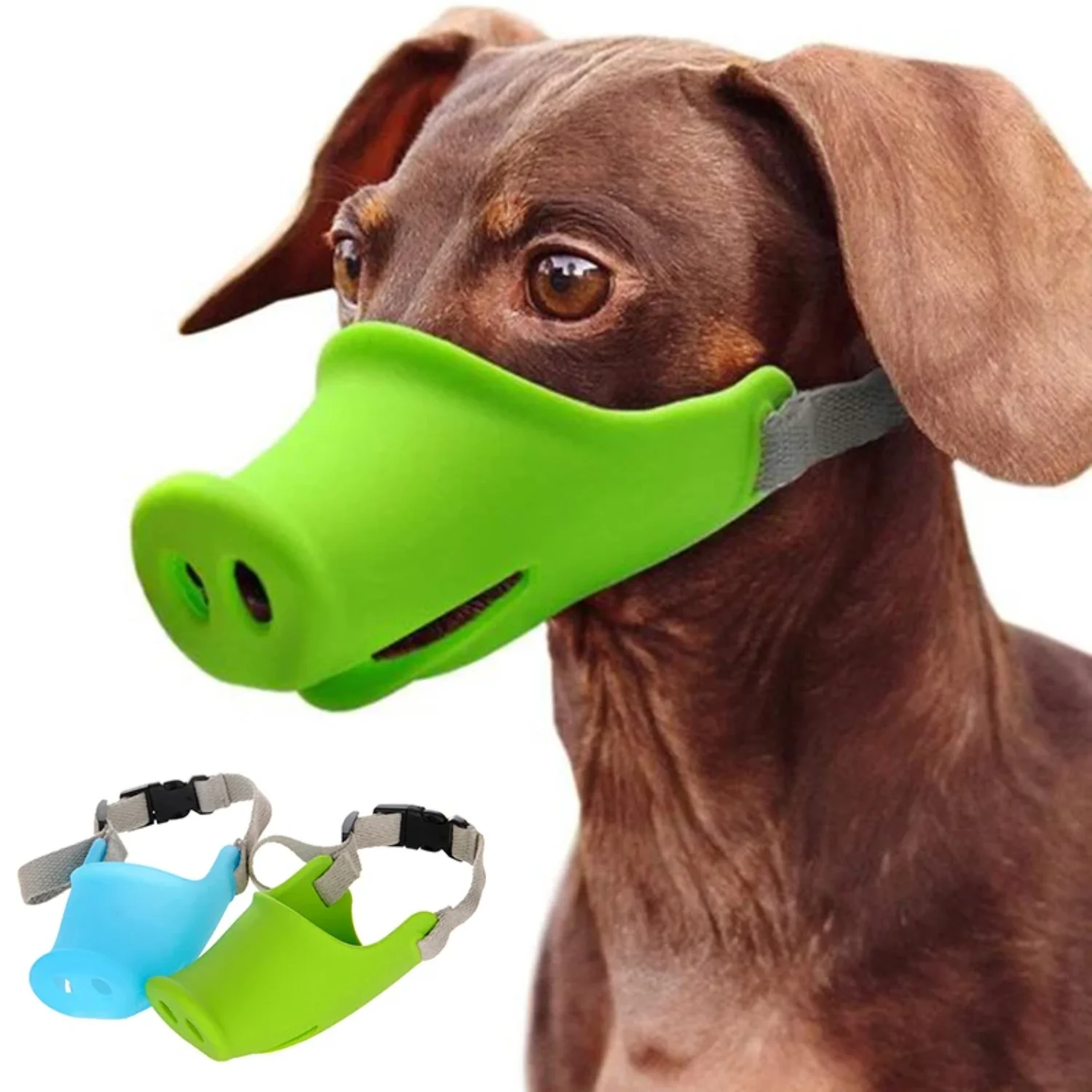 Bozal de boca para perro, máscara de mufla, transpirable, ajustable, divertido, lindo, nariz de cerdo, antimordeduras, ladridos, comer, adiestramiento de cachorros, accesorios para mascotas